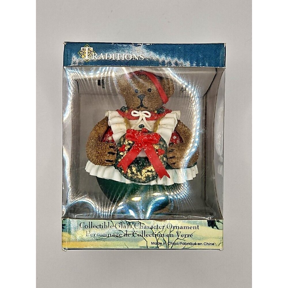 Traditions Collectible Glass Teddy Bear Ornament Vintage New Never Opened‎